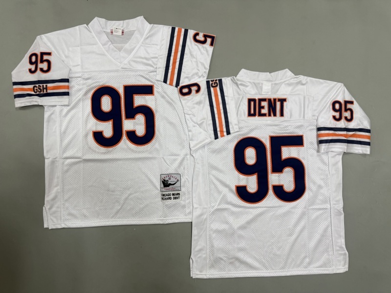 Men 2025 Nike Chicago Bears #95 Dent white Throwback Limited NFL Jersey style 001